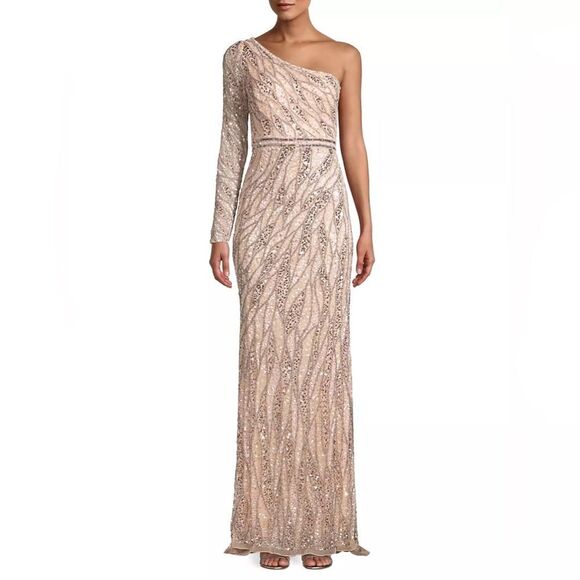 Mac Duggal One-Shoulder fully embellished sequin Sequin Gown dress size 12 - Picture 1 of 12